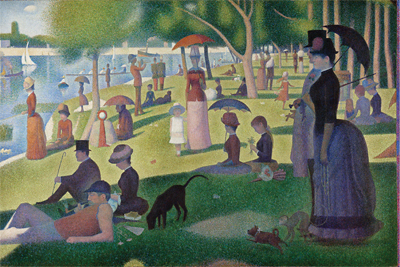 A Sunday on La Grande Jatte, Georges Seurat, 1884-86, oil on canvas, 81 ¾ x 121 ¼ inches