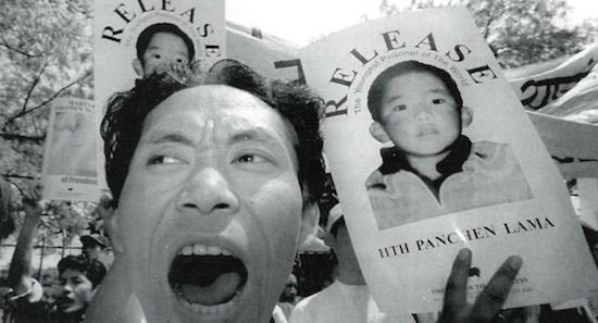 Members of the Tibetan Youth Congress protest China's policy on the Panchen Lama, New Delhi, India, 1999. AP/Wide World Photos.