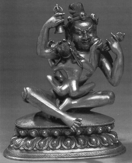 Great Adept Ghjjantapa and Consort, second half of the 16th to early 17th century, Gilt bronze, Tibet. Courtesy Trustees of the Victoria & Albert Museum, London.