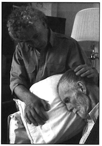 Image 1: Zen Hospice Project director, Frank Ostaseski, with Dieudonné Bienvenuto. Courtesy A. Raja Hornstein.