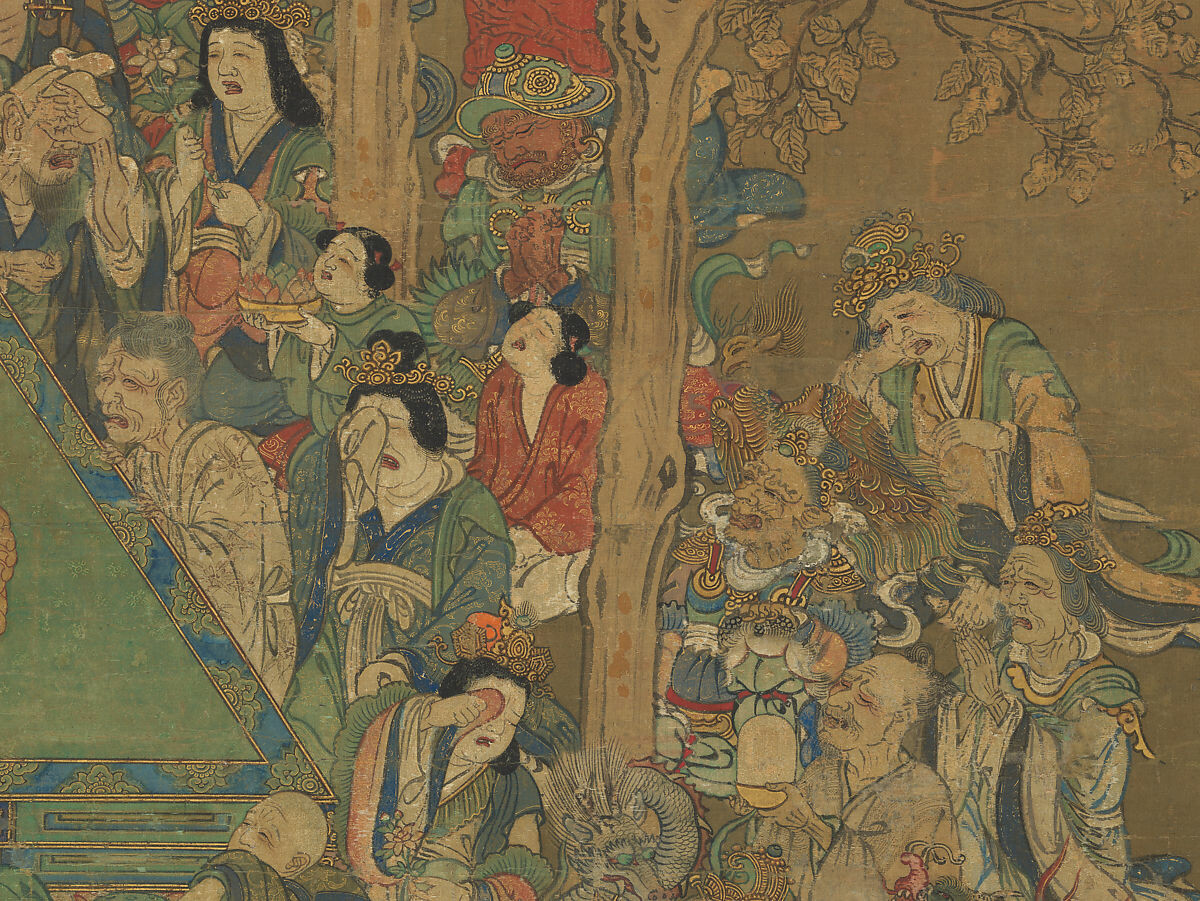 detail from "Death of the Historical Buddha" (Nehan-zu, 14th century)