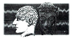 Old diagram of brain next to buddha head; science of mindfulness