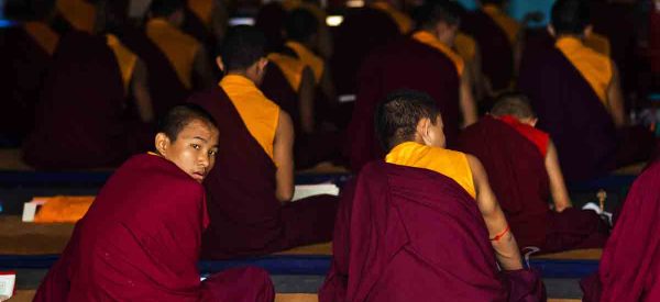 tibetan monks in prayer for article by Chagdud Tulku Rinpoche