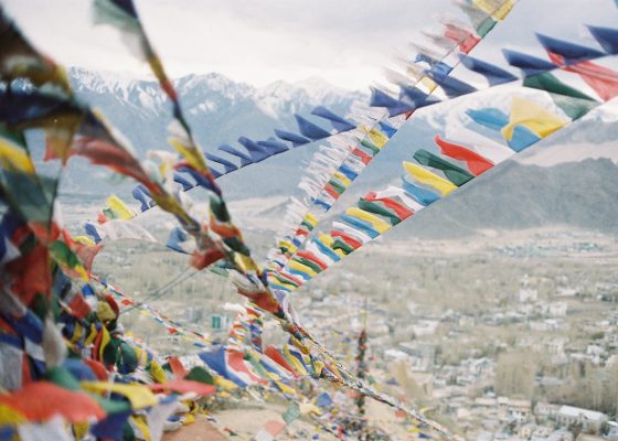 Photo of Tibetan prayer flags, No Excuses Tenzin Palmo