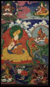 Lobzang Chokyi Gyaltsen. Tibet; 1700–1799. Ground Mineral Pigment, Fine Gold Line on Cotton. Collection of Rubin Museum of Art, NYC.