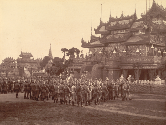 The British Army line infantry in Mandalay, Burma, 1885. The British Library.