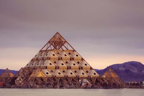 The Temple of Whollyness, an installation by Greg Fleischman and crew at Burning Man 2013.