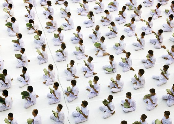 photo of many people meditating during a vipassana retreat