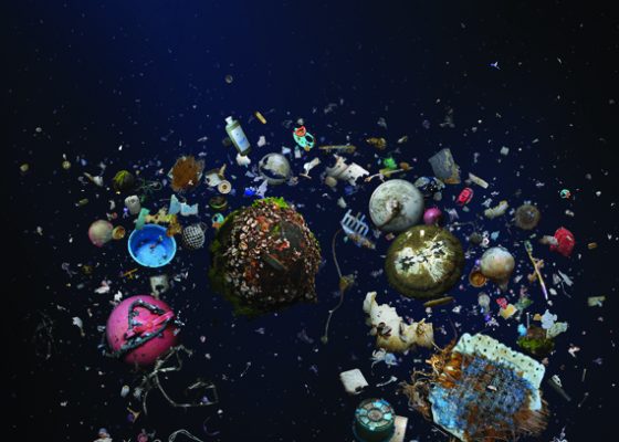 plastic garbage in the Pacific Ocean for story on eco-dharma