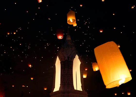 lanterns in night sky