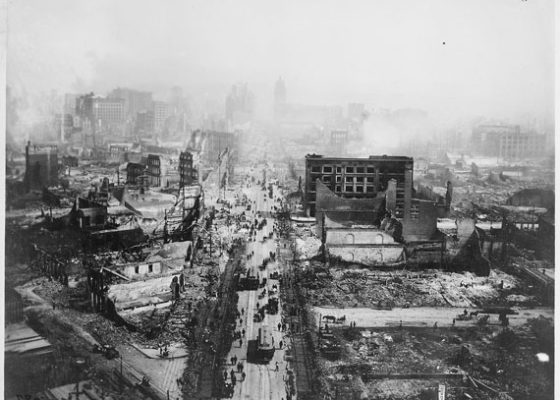 The ruins of San Francisco after the 1906 earthquake for story on anticipating "the big one"