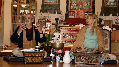 Richmond teaching Zen Heart, Vajra Heart with Lama Palden, 2009; Photograph courtesy of Lewis Richmond and Coleen LeDrew Elgin