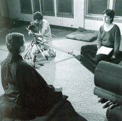 Lou Hawthorne (with camera) and Anne Cushman (right) interview a ZCLA practitioner; © Craig Feder