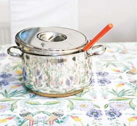 A saucepan with lid and spoon mindful cooking