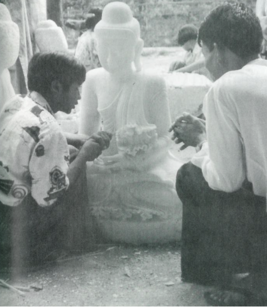 Carving marble Buddhas in Mandalay