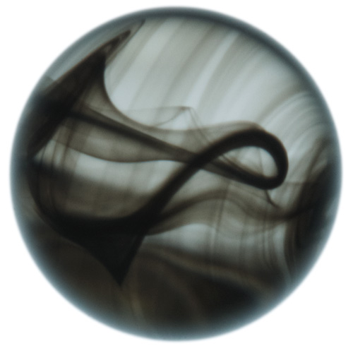 a textured translucent black and white ball for article on zazen meditation