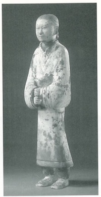 "Female Attendant", North China, 2nd century, earthenware with slip and traces of pigment, courtesy of The Asia Society, Mr. & Mrs. John D. Rockefeller 3rd collection/photo Lynton Gardiner. 