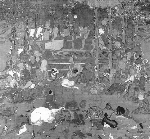 The Death of Buddha and His Entry into Nirvana, Japan, fourteenth centry, scroll