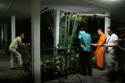  Apichatpong (left) on the set of Syndromes and a Century