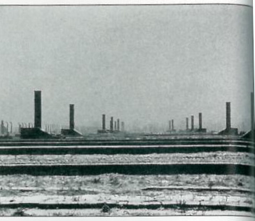  Chimney stacks at Birkenau barracks.