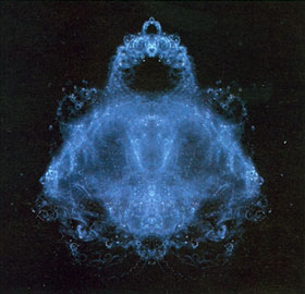 The "Buddhabrot" is a special rendering of the Mandelbrot set. The infinitely complex mandelbrot set is a fractal—or shape that appears similarly complex at all scales of magnification—generated from a simple equation using complex numbers. ©Lori Gardi