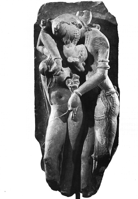  Lovers (Mithuna), India, Madhjya Pradesh, Khajuraho style, 11th century, reddish sandstone, 74 cm. © The Cleveland Museum of Art, 1996, Leonard C. Hanna Jr. Fund, 1982.64.