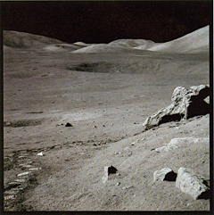 The Valley of Taurus-Littrow From Split Rock, With Trash and Footprints; Photographed by Harrison Schmitt, Apollo 17, 1972