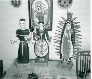 Santos—painted wooden likeness of the saints—carved by Jitsudo's uncle Eulogio, and painted by his aunt, Zoraida Ortega. Courtesy of Eulogio Ortega. 