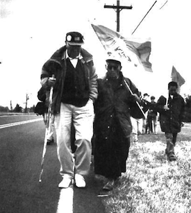 Thubten Jigme Norbu and Palden Gyatso marching to New York. Courtesy Nancy Jo Johnson.