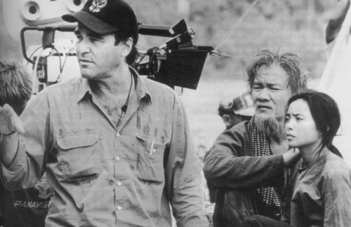 Oliver Stone and cast on the set of Heaven and Earth. Elizabeth Stone/Warner Brothers.