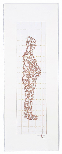  PSP, Kim Lieberman, 2003, etching on blank postage stamp paper, 25.5" x 9.5" © Kim Lieberman, Courtesy of Esso Gallery, New York City 