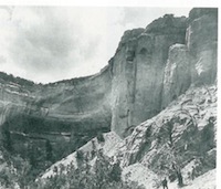 The red cliffs of Abiquiu (here in 1923) seduced Georgia O'Keefe. Courtesy of Edward Kemp.