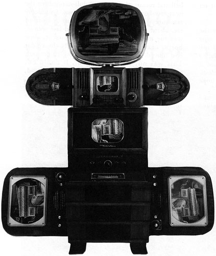 Enlightened Baby, by Nam June Paik, 1988. TV and radio sculpture/ (c) Cal Kowal, courtesy Carl Solway Gallery