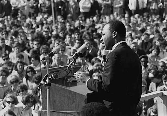 Dr. Martin Luther King Jr. speaks to a crowd