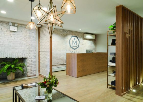 The reception area of MNDFL meditation studio in New York City