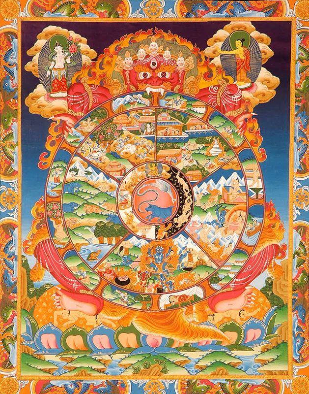 A traditional bhavachakra. Image by Karma Tsering Gyamtso | http://tricy.cl/1OwxOvz