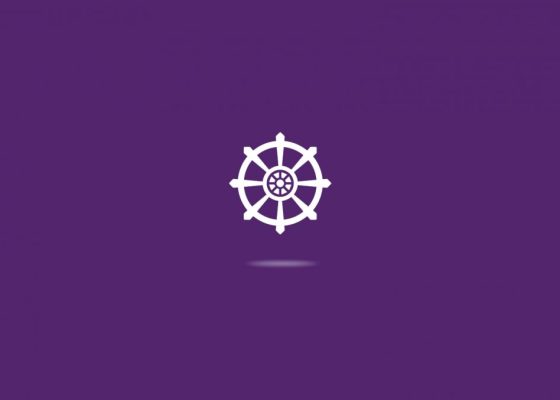 illustration of a dharma wheel for a story on emptiness in buddhism