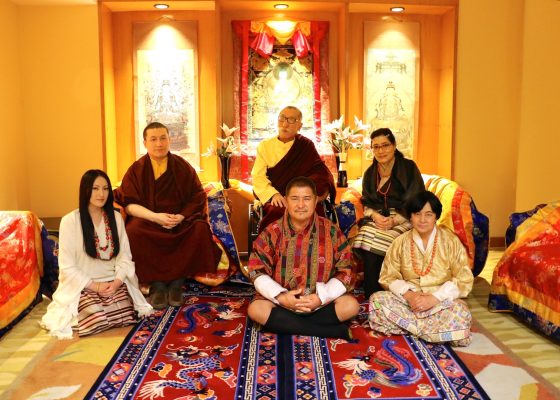 Trinley Thaye Dorje photo with parents and wife