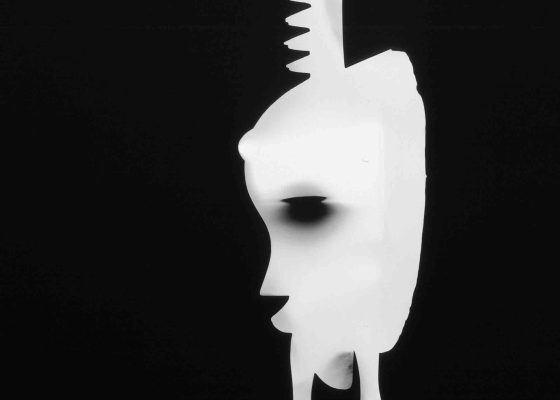 Unique gelatin silver print photogram depicting working with fear