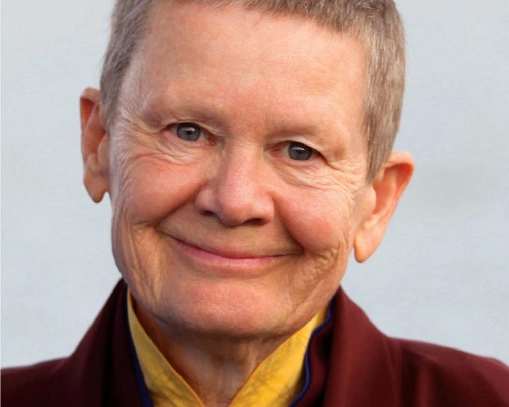 Headshot of American Buddhist nun Pema Chodron