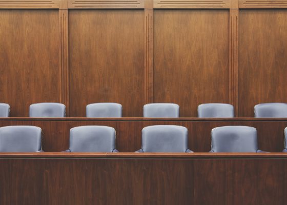empty jury seats in courtroom, mark epstein jury duty