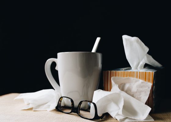 photo of coffee mug, glasses, and tissues