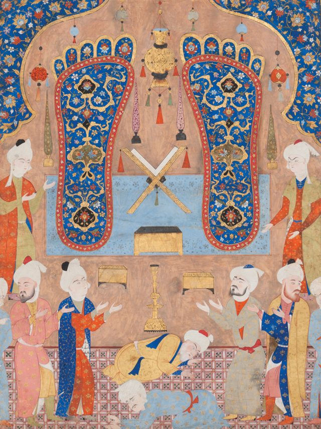 Painting of Ali's footprints, buddhism islam