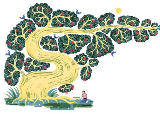 Illustration of the tree of bodhicitta, which "constantly bears fruit and grows unceasingly." (from The Way of the Bodhisattva)