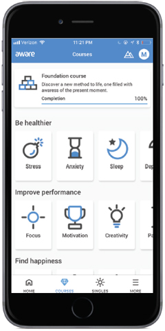 image of phone app "Aware." meditation app reviews