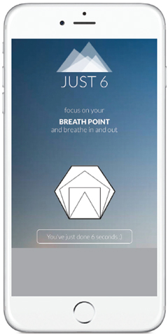 image of the phone app "Just 6"; meditation app reviews