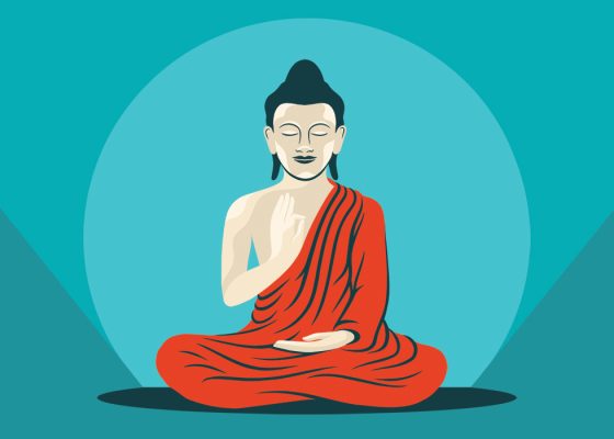 Illustrated Buddha with teaching mudra