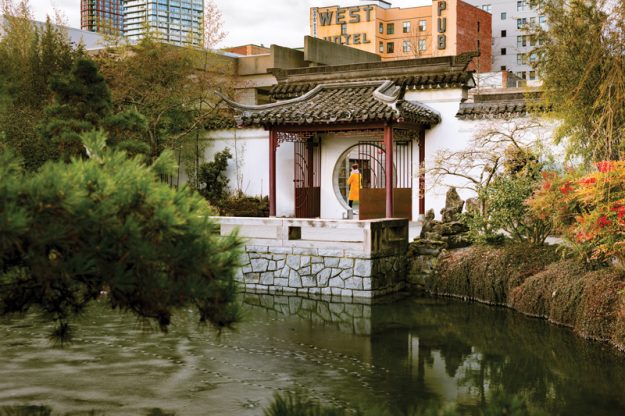 Entrance to Chinese garden over water