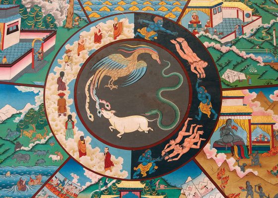 Classical Tibetan Art image of cycle of samsara and three poisons