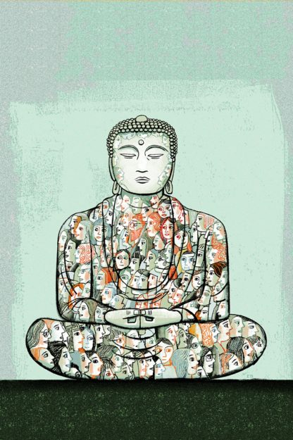 Full size image of Buddha covered with faces
